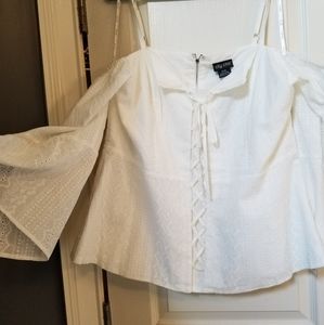 City chic off the shoulder corset shirt